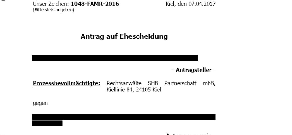 Ehescheidungsantrag-409659e7 Scheidung innerhalb von 4 Monaten - ein Beispiel - Familiengericht Kiel Az. 58 F 148/17